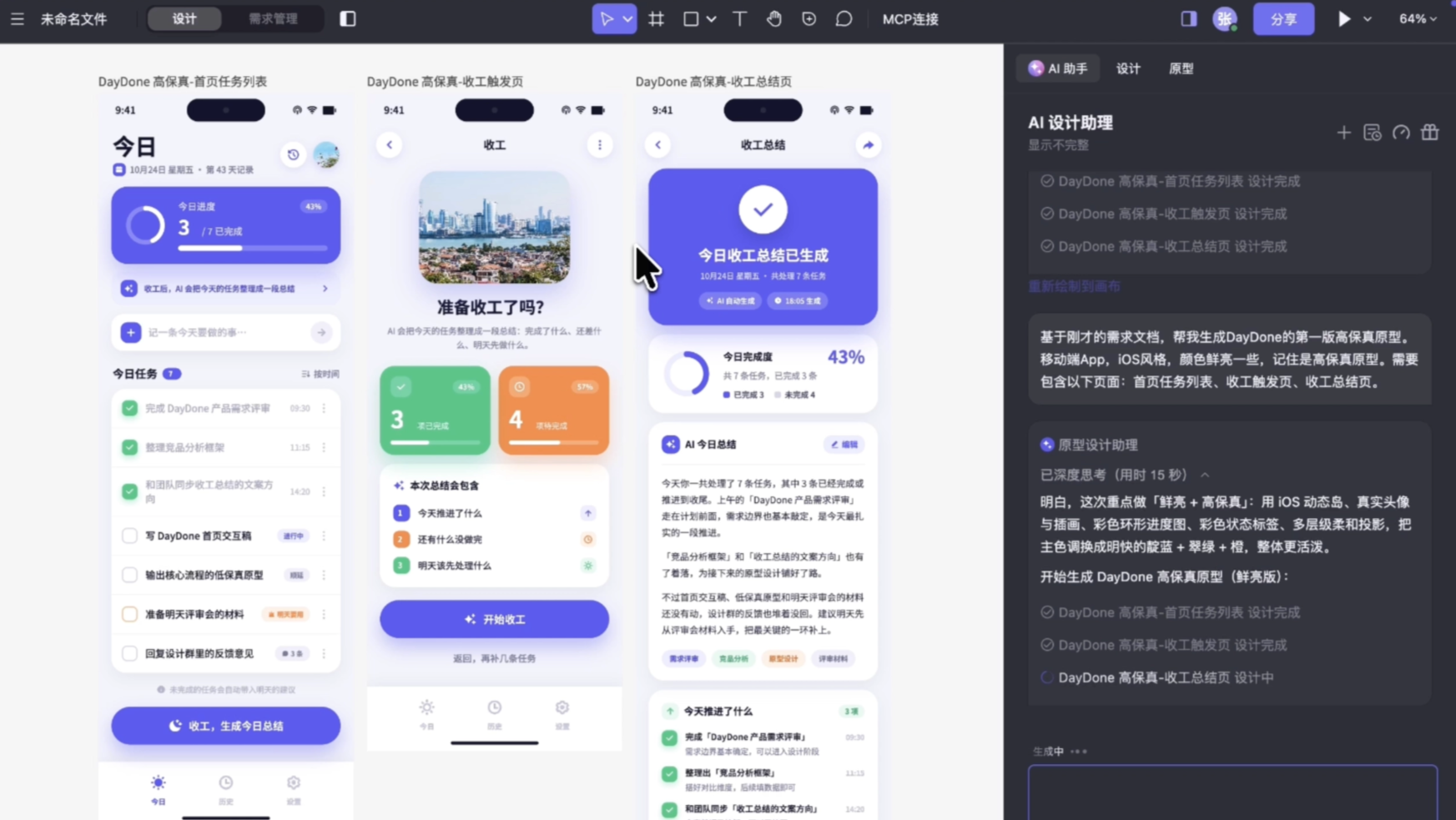 AI 生成的第一版低保真原型